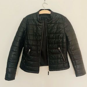 Black leather moto jacket